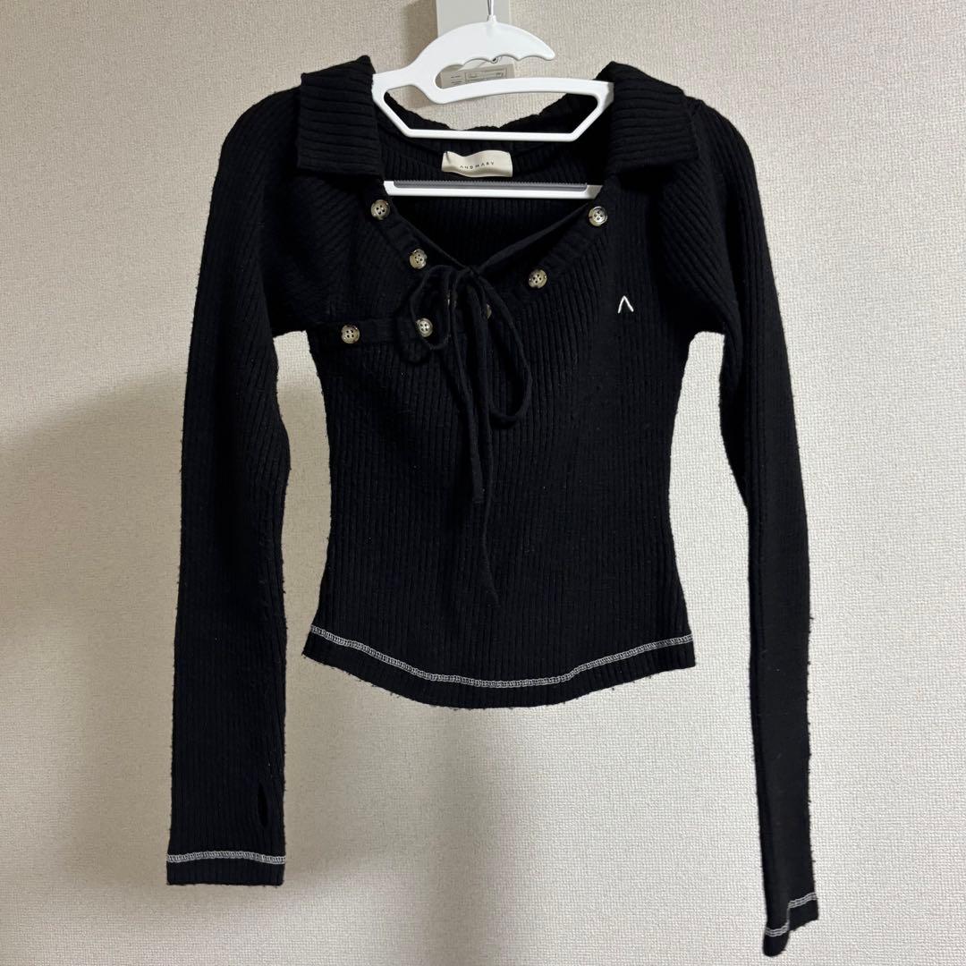 ANDMARY Anita button knit tops black - メルカリ