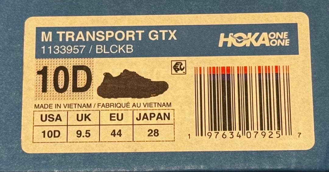靴 HOKA ONE ONE TRANSPORT GTX 28.0cm BLCKB