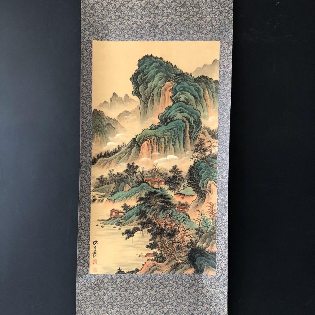 三尺中堂 掛け軸 張大千 意境幽然 表装済 張大千 蓮花図 三尺中堂 掛軸 証書付 - メルカリ