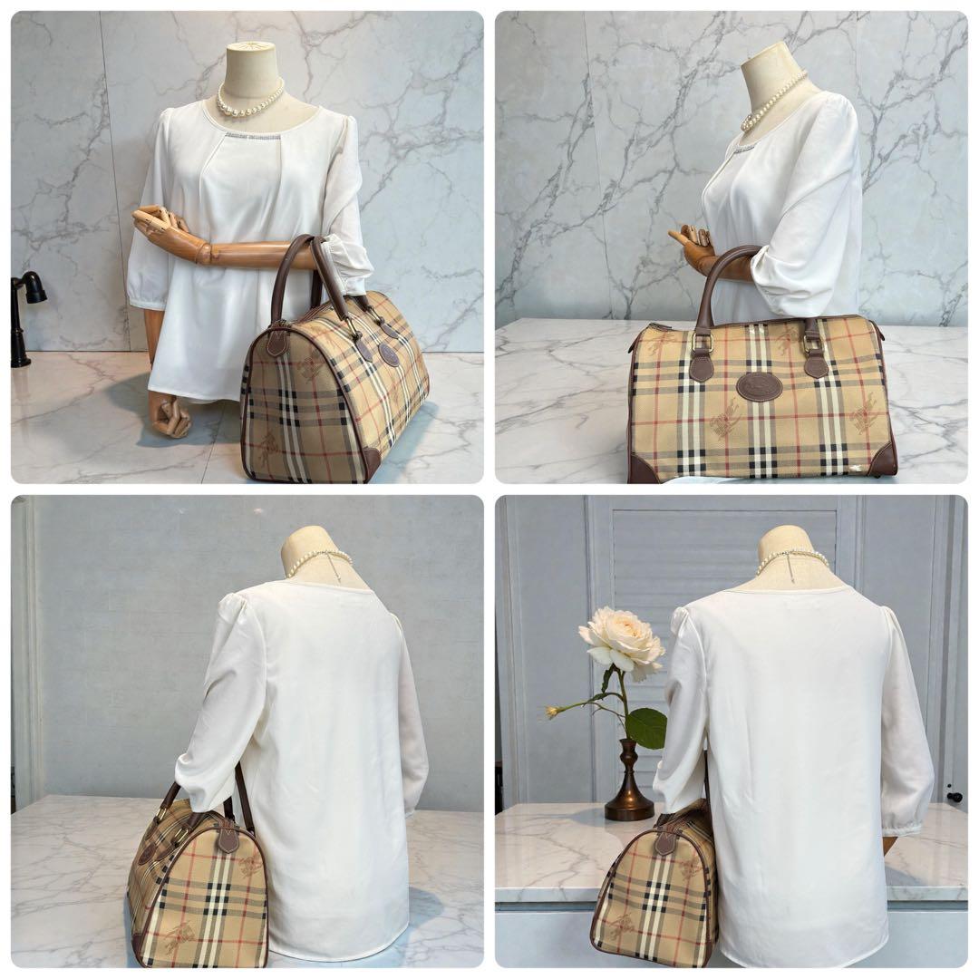 Burberrys ミニボストン ノバチェック PVC シャドーホース ロゴ