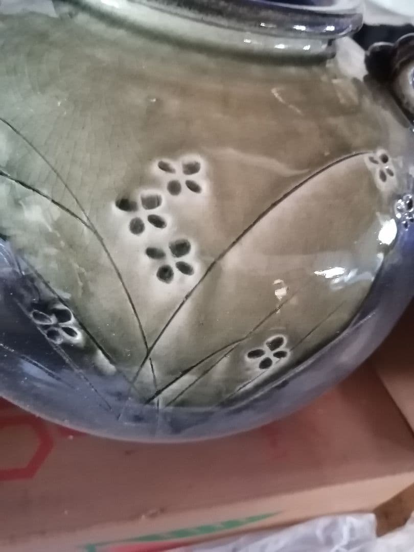 高級品‼️ 萬古焼 陶器 花瓶 グリーンとブラック - メルカリ