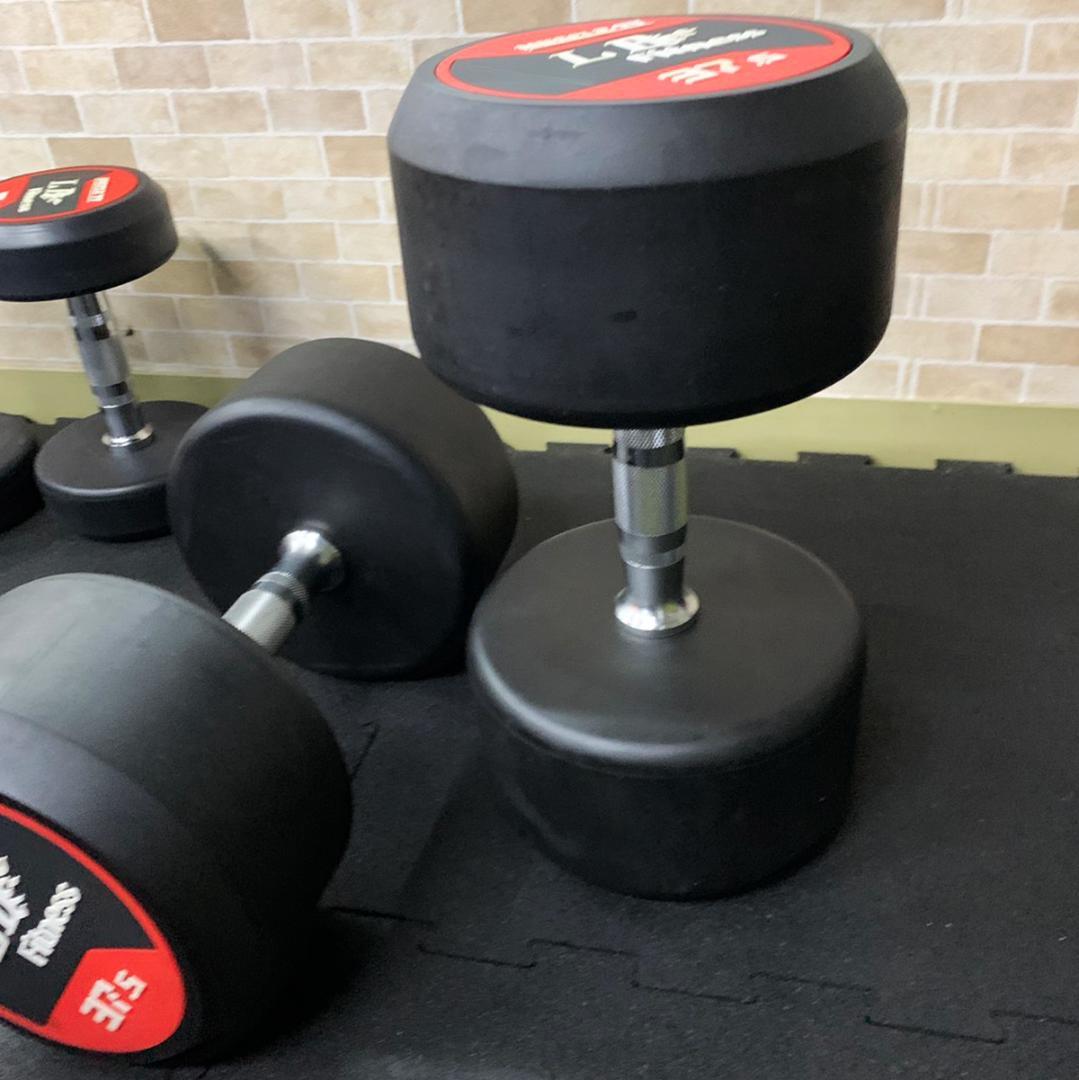 【30％OFF】ラバーダンベル 丸型 37.5kg×2個セット（合計75kg）