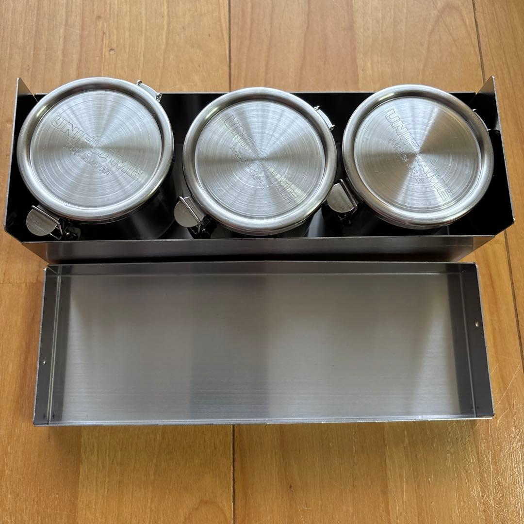 ユニフレーム キャニスターケース&UFキャニスター3個