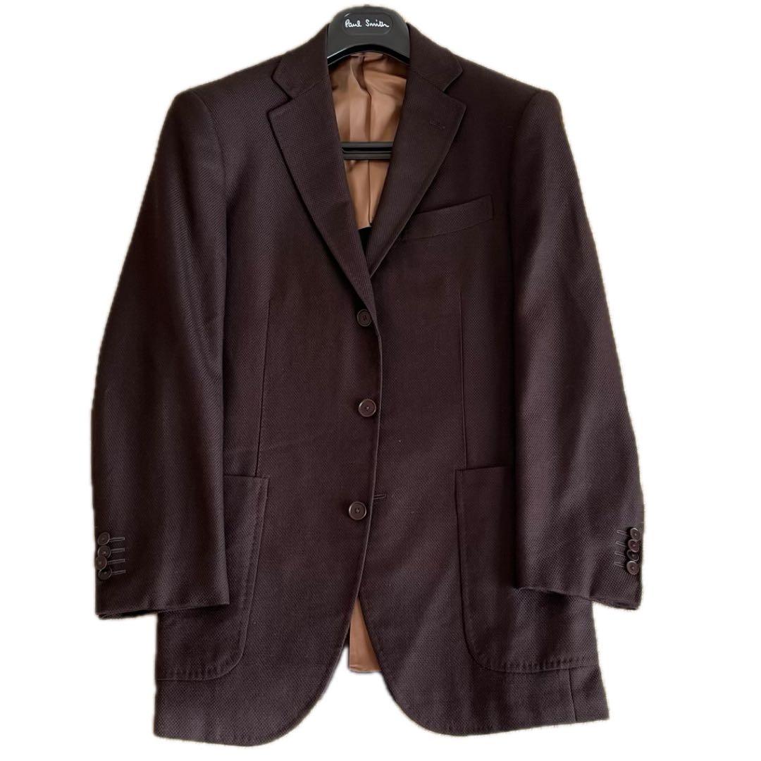 SHIPS ロロピアーナ ブラウン3B ツイード調 テーラードジャケット L