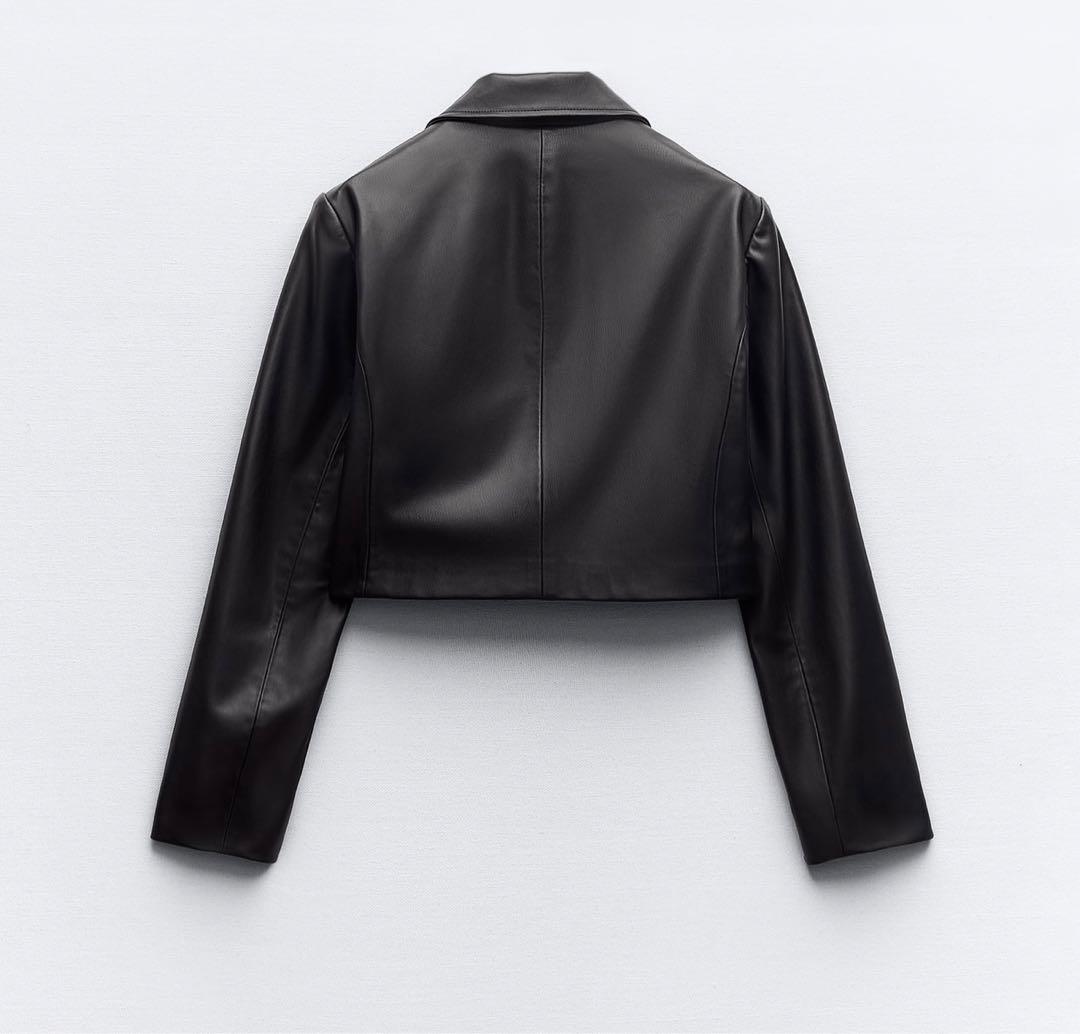 クロップドフェイクレザージャケット ZARA ザラ - メルカリ