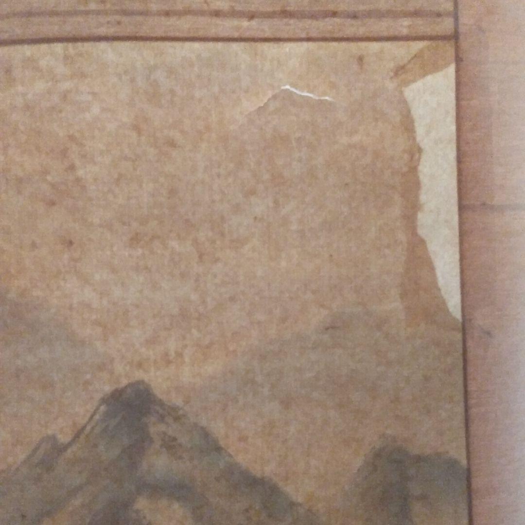 掛け軸　山水画　油書作品　徳松 作