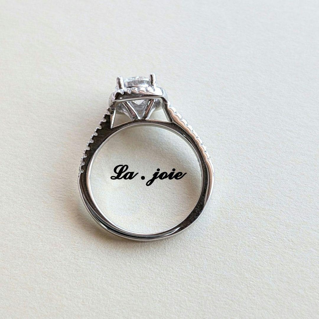 最高品質 モアサナイト 0.5ct スクエア ヘイロー リング 【14号