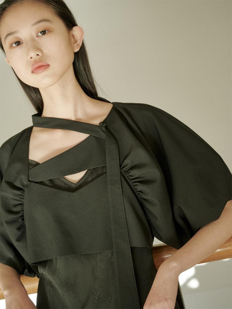 テーロプランTELOPLAN ドロストジップアップオーバーサイズシャツ 黒F