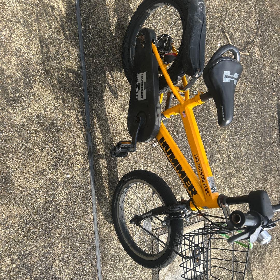 HUMMER 子供用自転車 イエロー 前カゴ付き - メルカリ