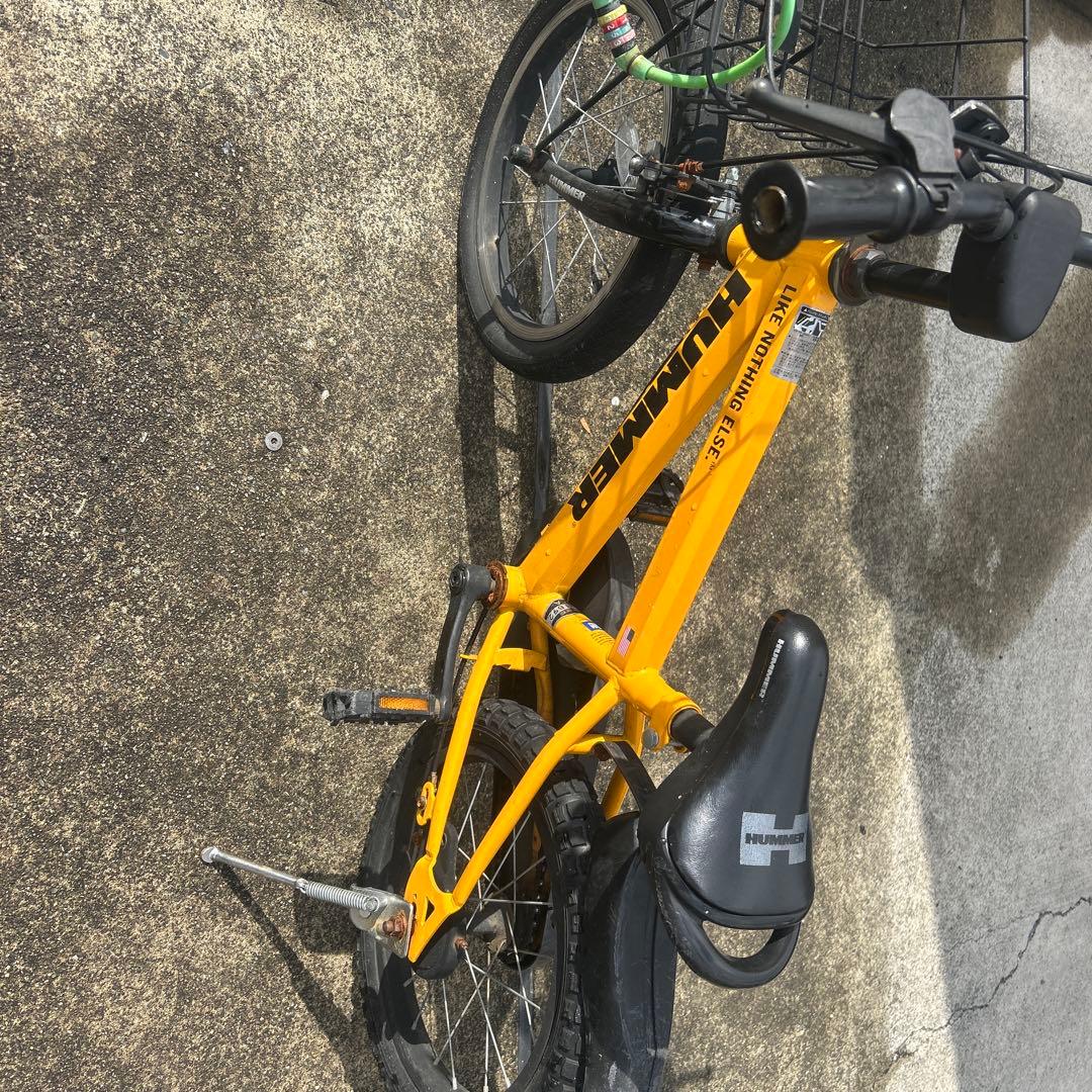 HUMMER 子供用自転車 イエロー 前カゴ付き - メルカリ