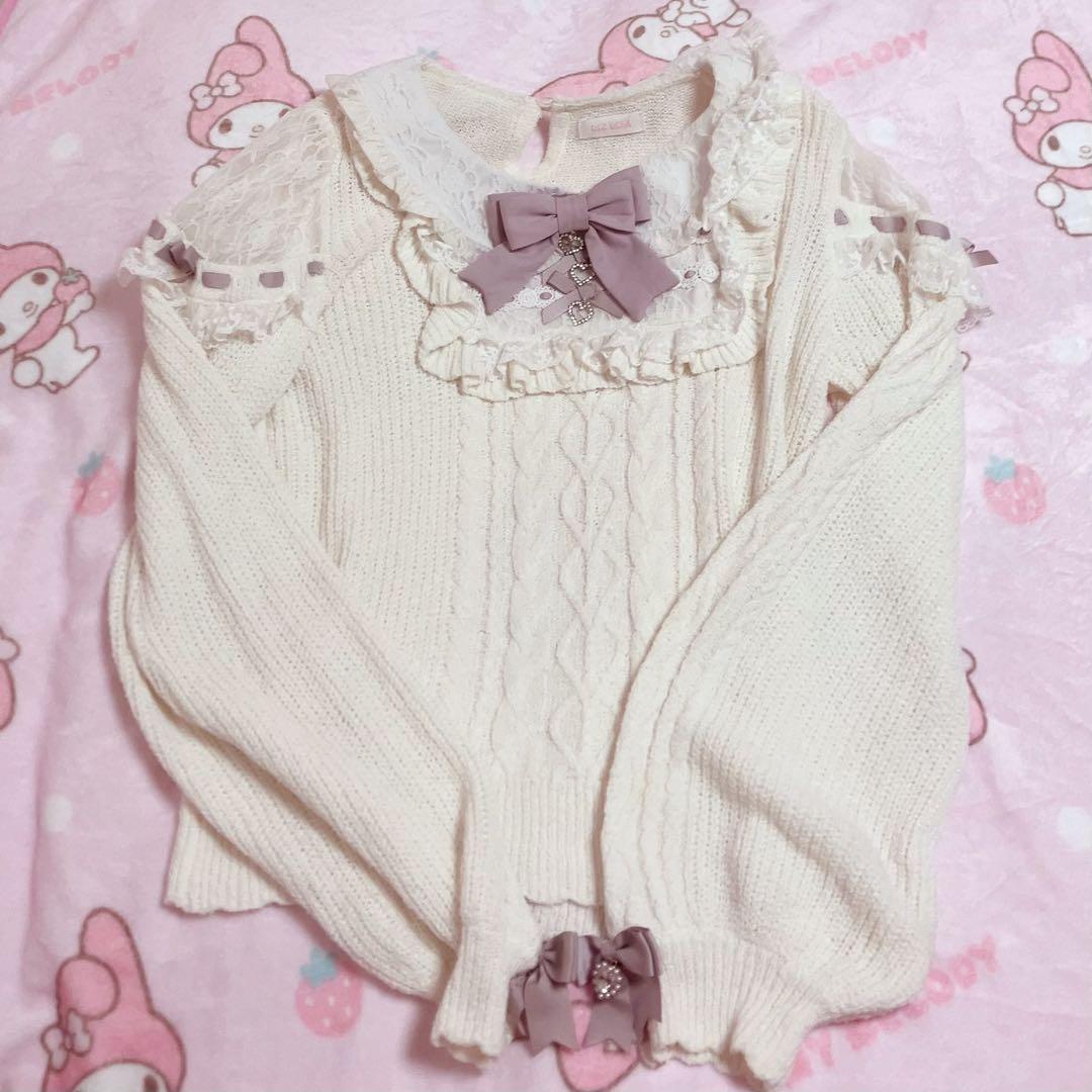 LIZLISA スクエアヨークフリルニット ホワイト - メルカリ