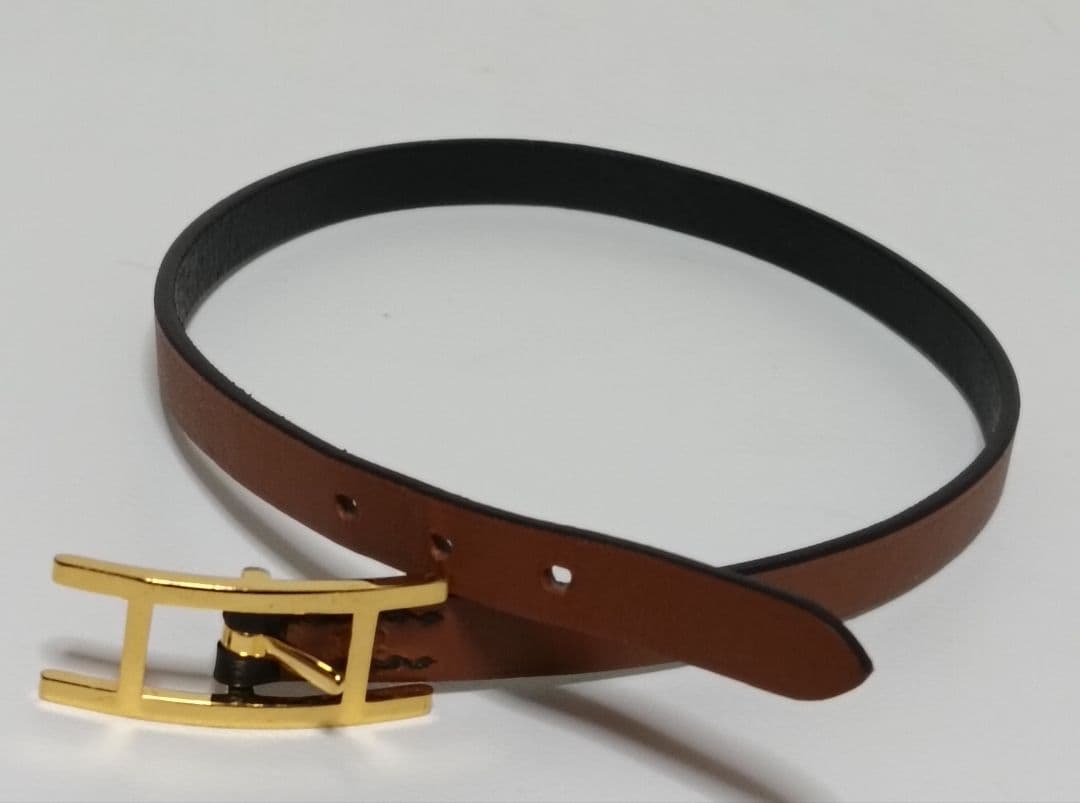 【1度着用】HERMES レザーブレスレット《ビーアピ》ドゥブルトゥール