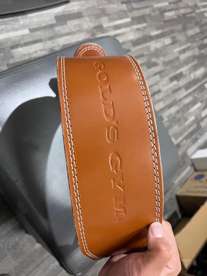 GOLD'S GYM レザーパワーベルト Lサイズ GOLD'S GYM ゴールドジム トレーニングベルト レザーベルト Lサイズ