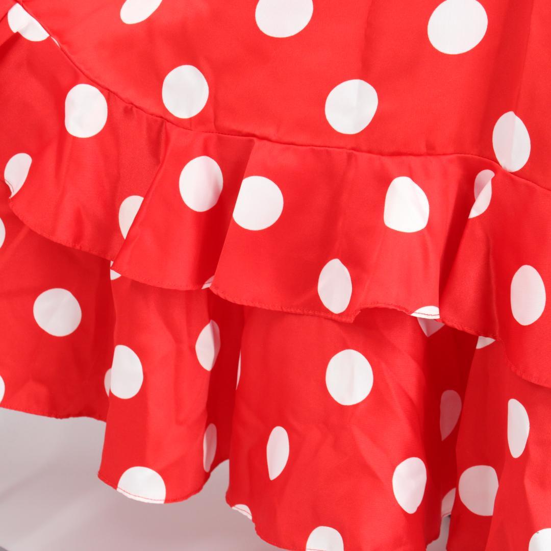 フラメンコ衣装】レッド ファルダ スカート ボランテ ドット 水玉 赤