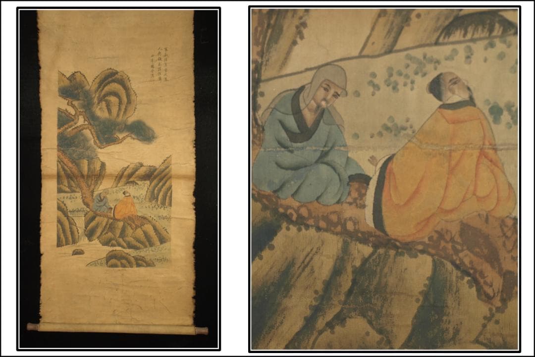 中国古美術 中国清時代の人物図 肉筆絵 激安骨董品 BD298A13-2