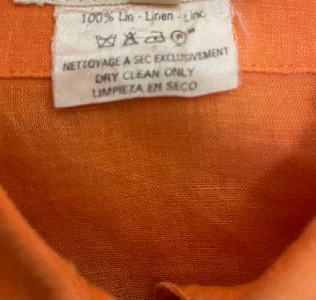 HERMES エルメス オレンジ リネン シャツ ヴィンテージ サイズ38