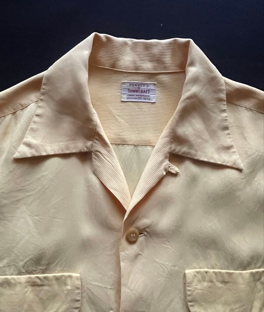 50's Towncraft Pennys レーヨンシャツ レモンイエロー 希少 60's