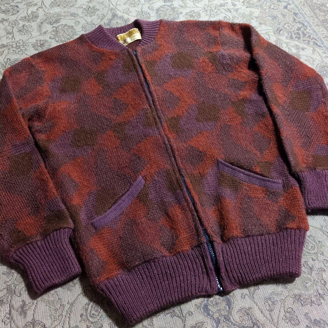 60s Jantzen モヘアカーディガン ジップ 毛足長 古着 ビンテージ