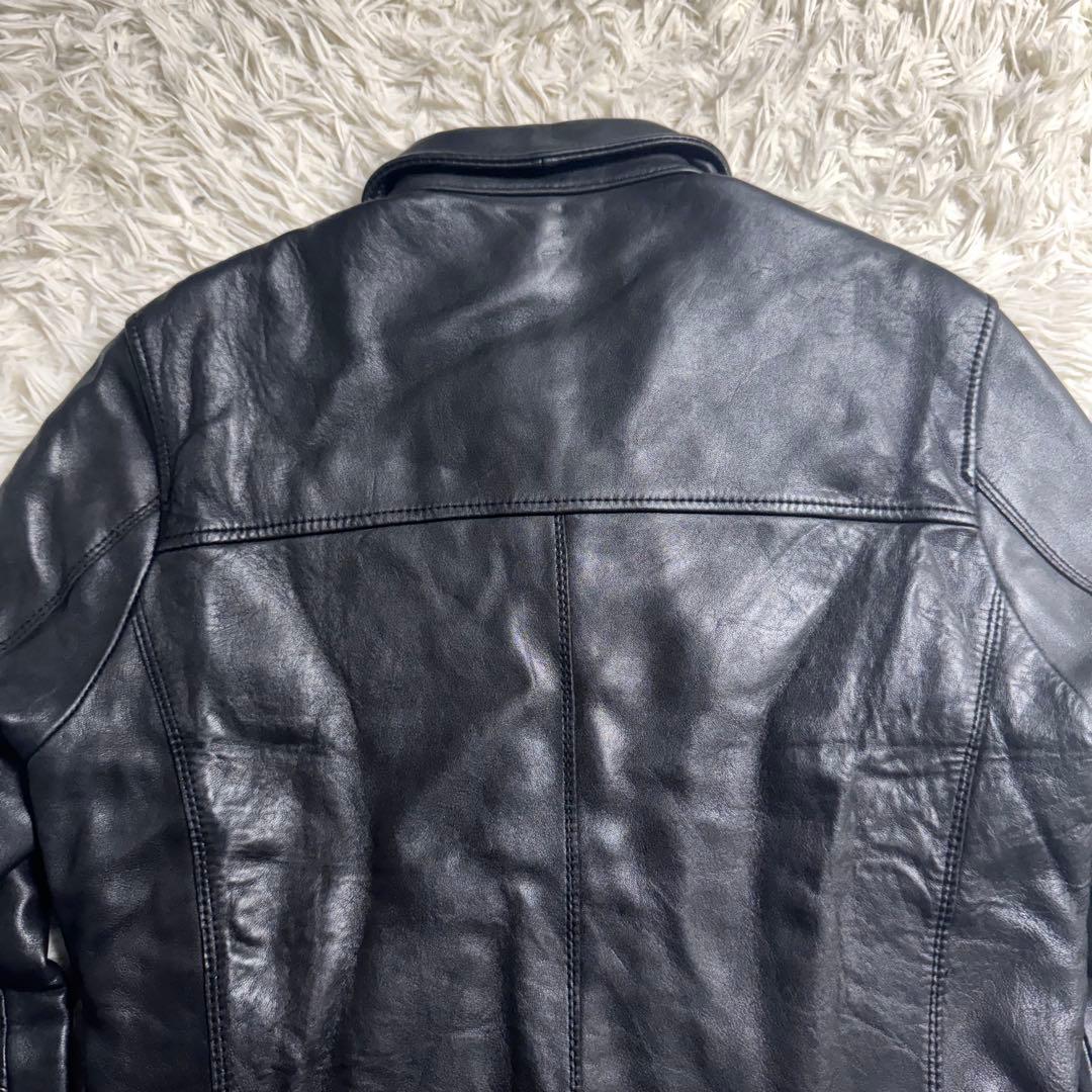 ナノユニバース シングルライダース ラムレザー 黒 赤 キルティング