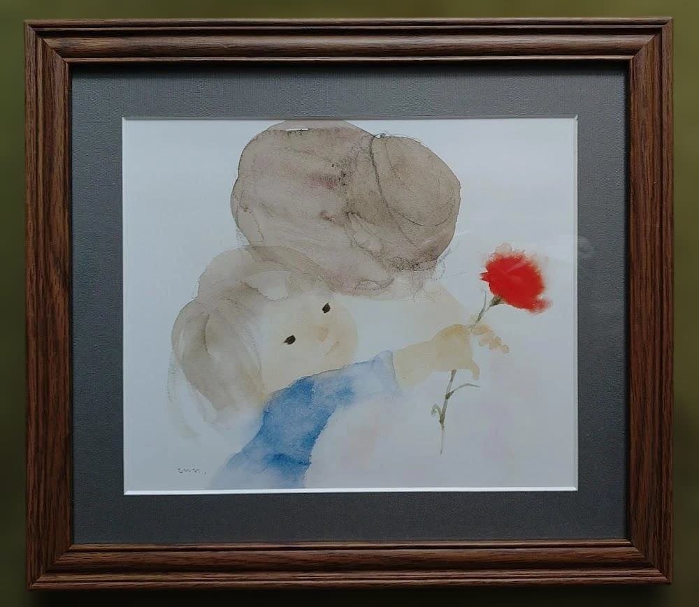 いわさきちひろ 複製画 額装品 ガラス入り・箱付き