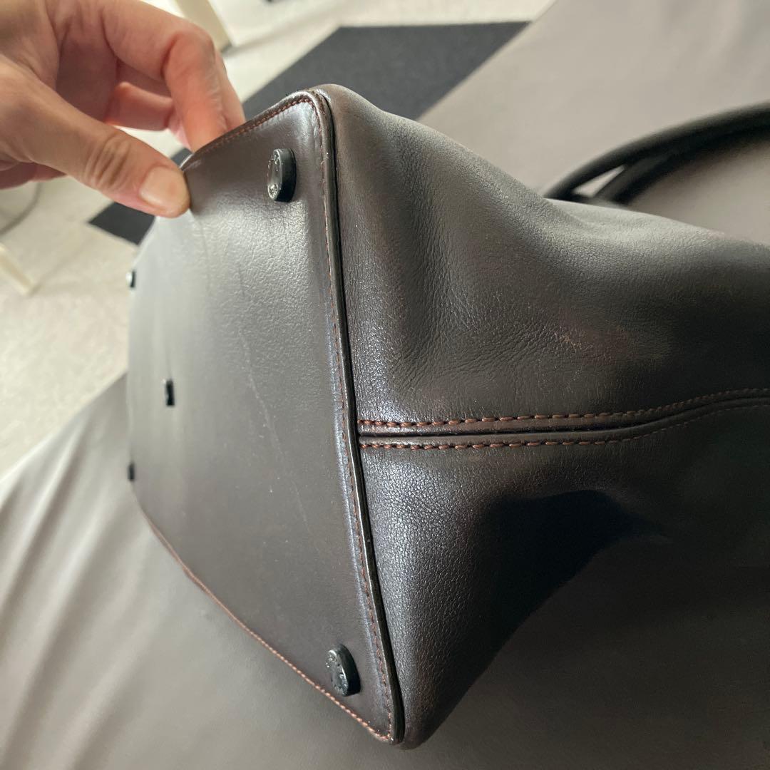 シャネルターンロックラムスキンボストンショルダービジネスバッグ大