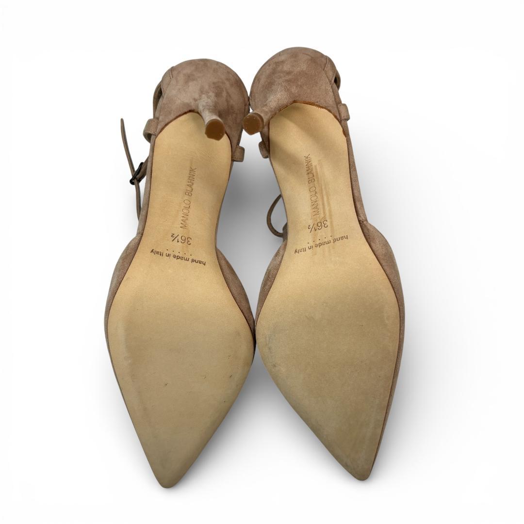 新品級 マノロブラニク ベージュ ストラップパンプス 36.5 23.5cm