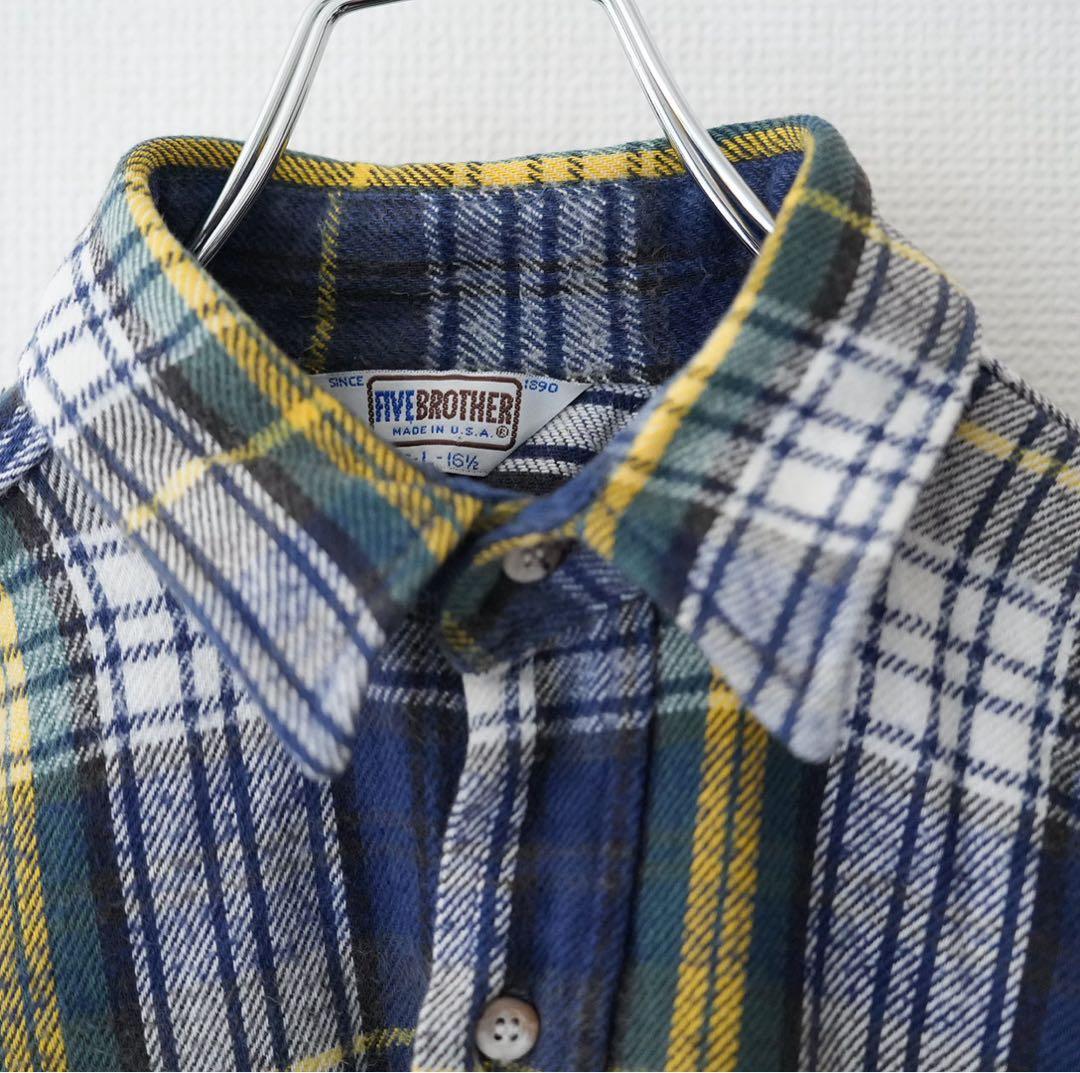 希少】70s ヴィンテージ FIVE BROTHERネルシャツ 三角タグ