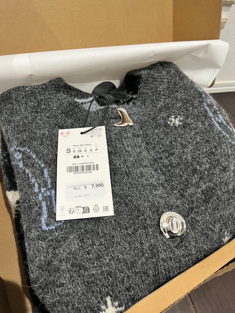 ZARA 新作 ジャカードニットボタンカーディガン 馬柄ニット - メルカリ