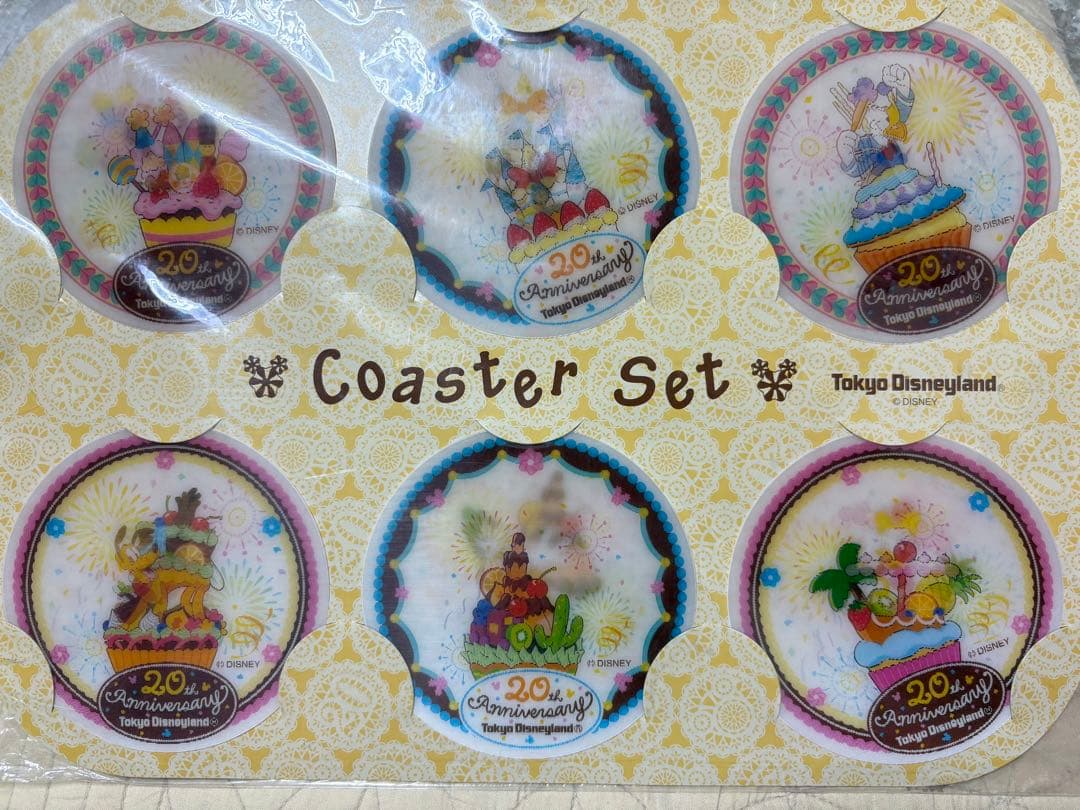 ★新品未開封★東京ディズニーランド 20周年 グッズ コースターセット 6枚