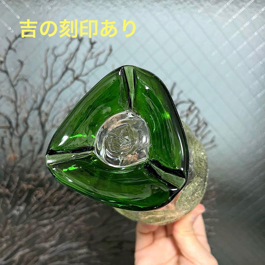 骨董 琉球ガラス 沖縄ガラス 現代の名工 稲嶺盛吉 希少 脚付