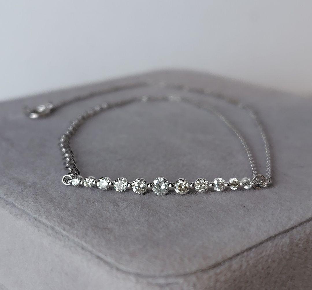 【値下げ】ダイヤ 0.5ct K18WG ブレスレット 約14.5〜18cm