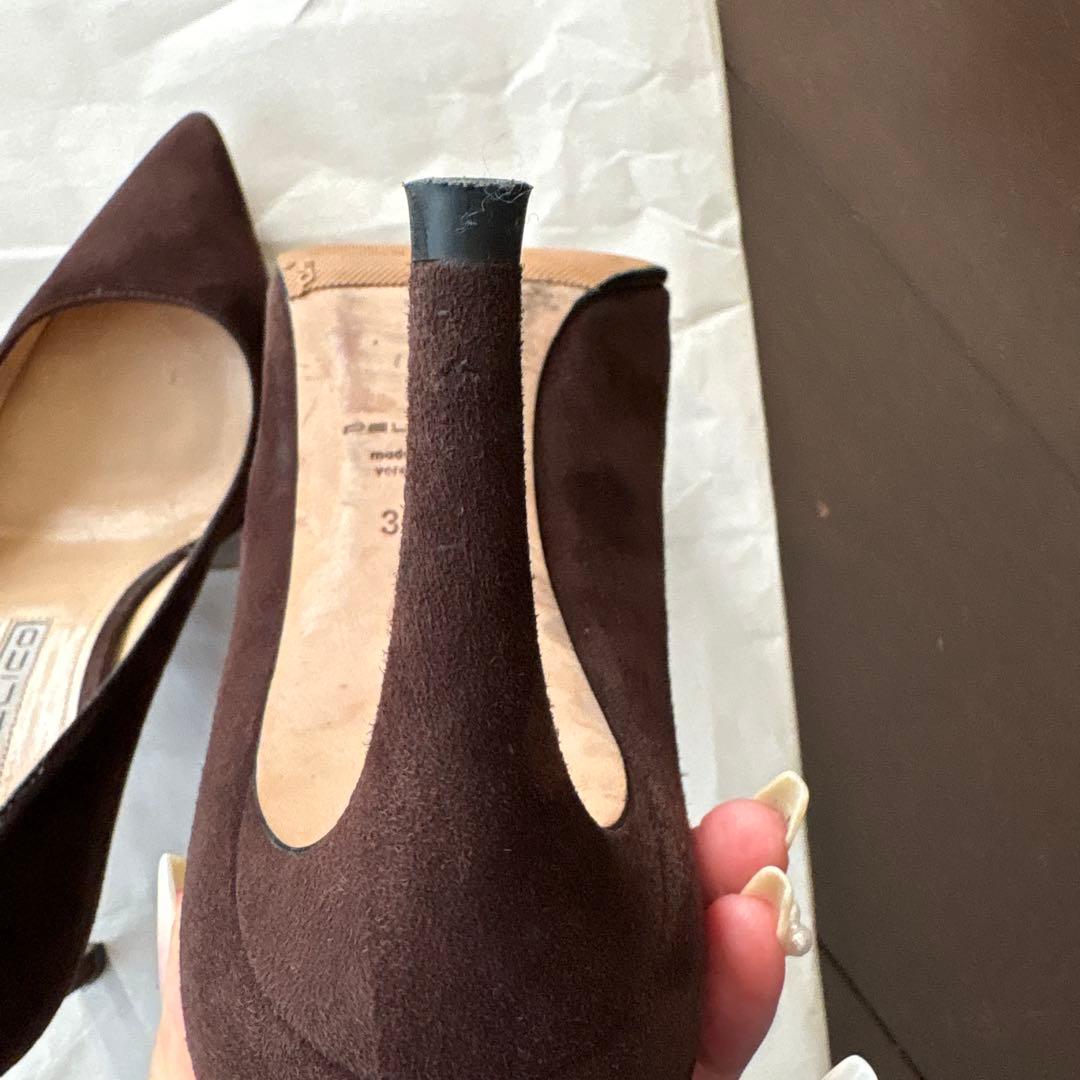 PELLECO ダークブラウン スエード ハイヒール - メルカリ