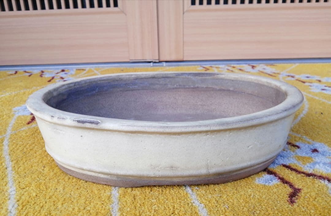 時代　紅端焼　楕円形　盆栽鉢　希少品 紀伊赤絵山水図楕円鉢 | 盆栽、盆栽書籍、盆栽鉢の通販│近代出版