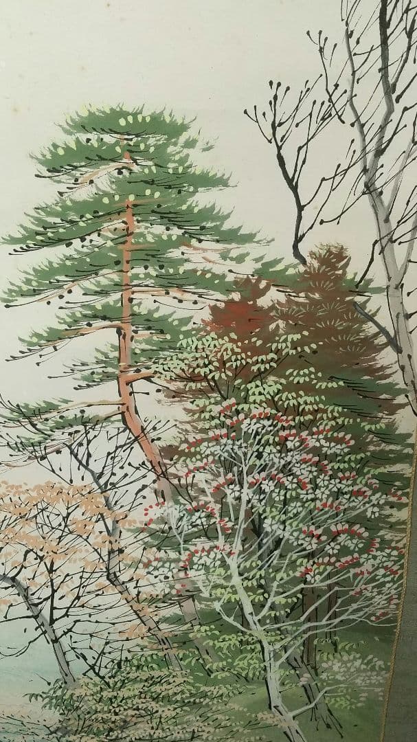 岡部光邦 瀑布 滝の図 紙本掛軸 師契月