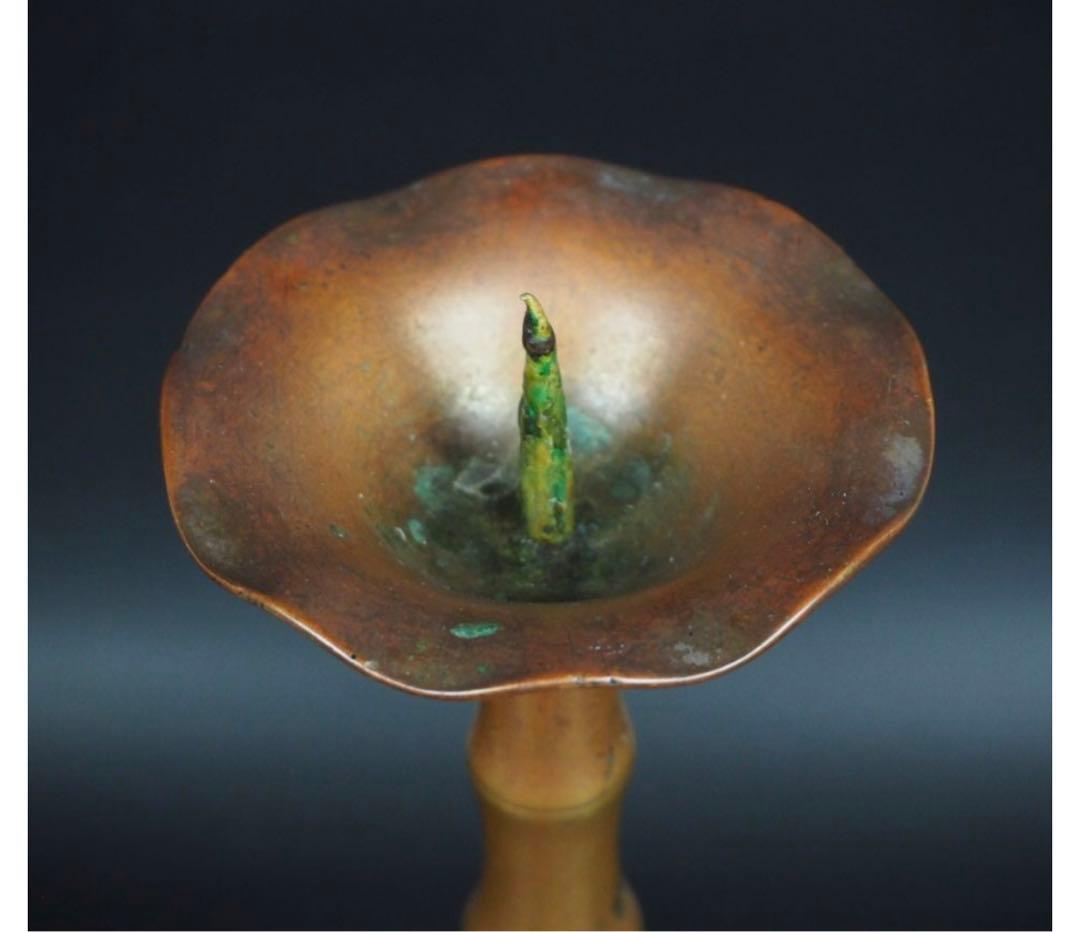 送料無料 江戸～明治　古銅燭台　35.5ｃｍ　 仏教美術