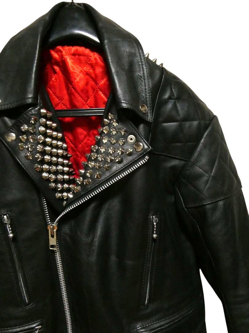 ハンドメイド鋲ジャン！スタッズカスタム！パデッドダブルレザー