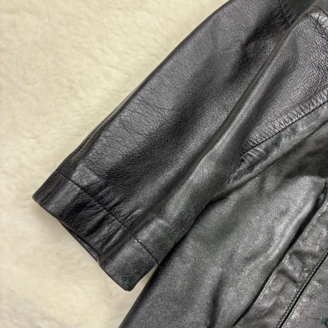 希少 barassi 本革 羊革 90s ブラックレザーコート 46size - メルカリ