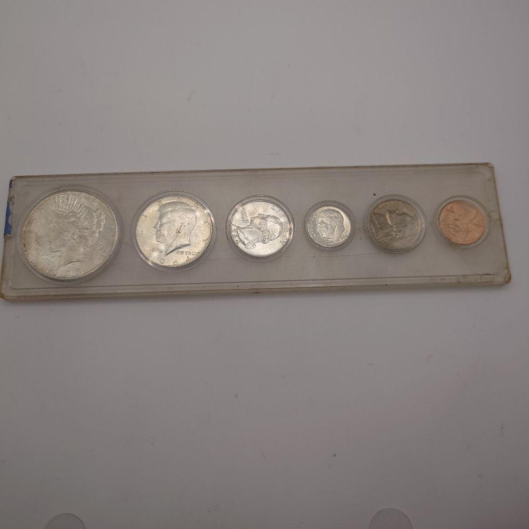アメリカ リバティセット 6枚 ピースダラー 銀貨 1964年 c1101 アメリカ 50S銀貨 ケネディ大統領 ハーフダラー 1967年銘 準未品