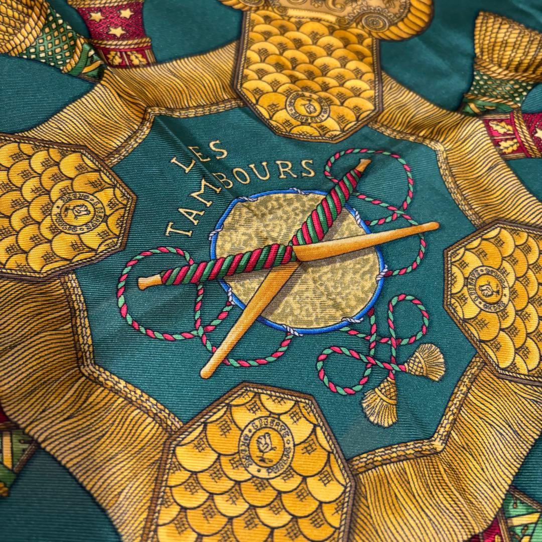 HERMES エルメス カレ90 タンブールの太鼓 TAMBOURS グリーン - メルカリ