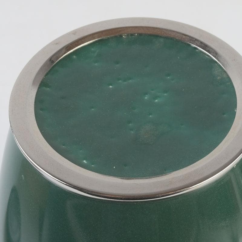 七宝焼 相互七宝謹製 緑釉 花文 花瓶 唐木台付 共箱 V 9837A - メルカリ