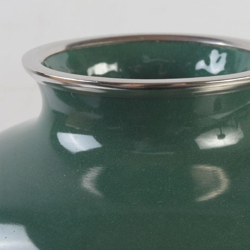 七宝焼 相互七宝謹製 緑釉 花文 花瓶 唐木台付 共箱 V 9837A - メルカリ