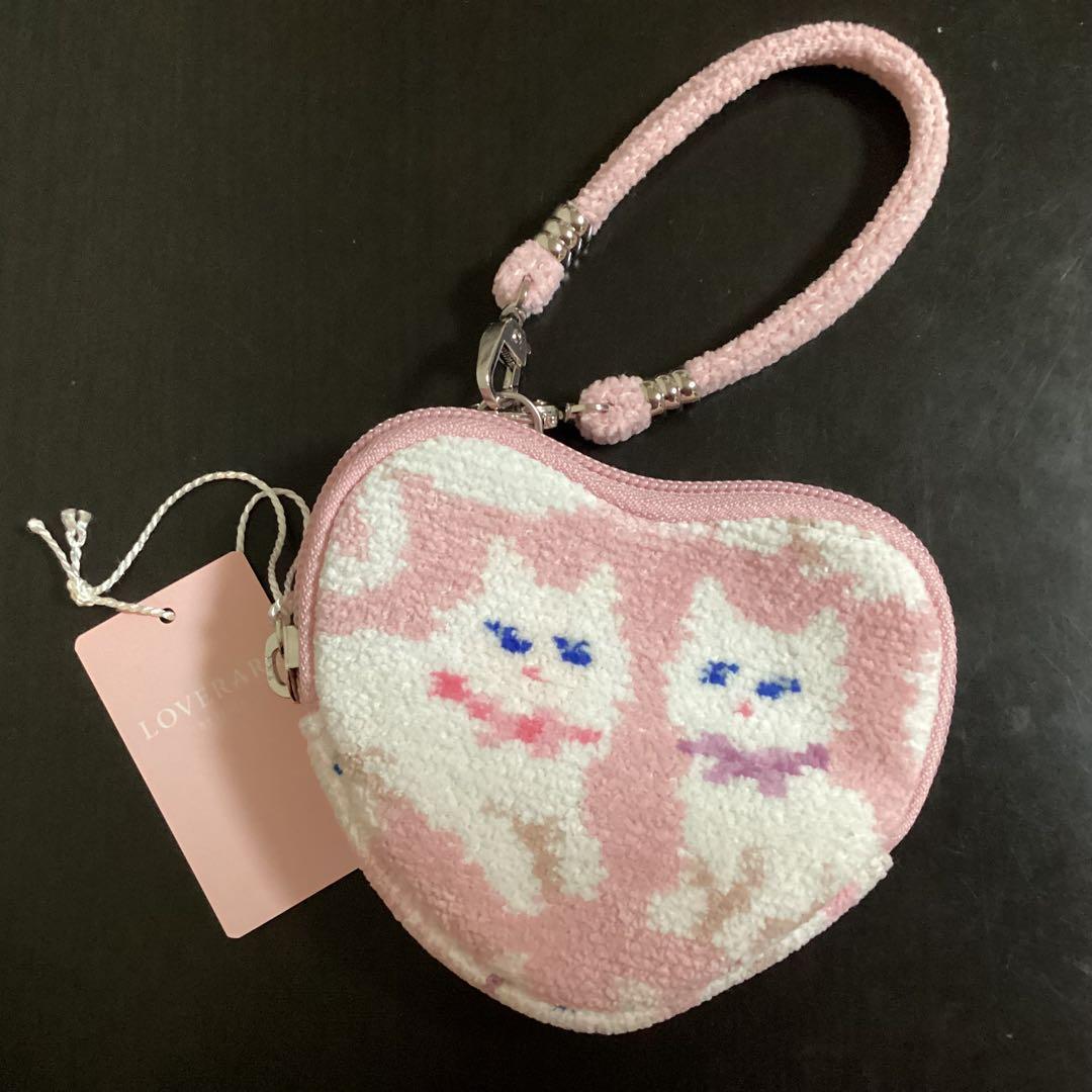 フェイラー ラブラリー LOVERARY モフモフネコチャン ハート型ポーチ