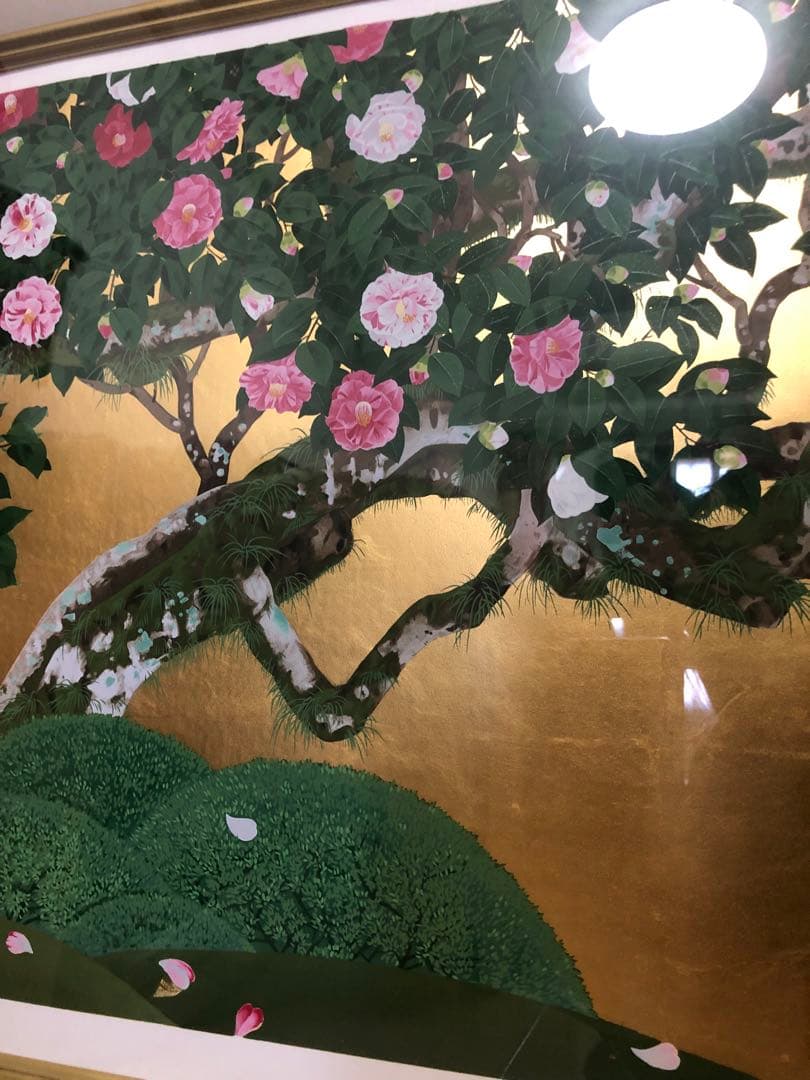 日本画家森田りえ子大型！版画柊野五色椿シルクスクリーン限定直筆