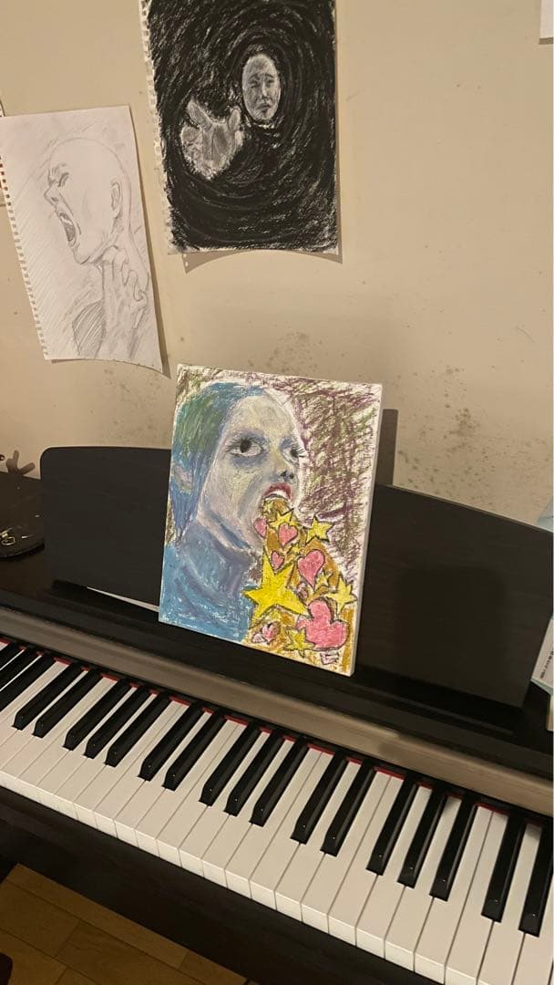 感情表現のパステル画 星とハート 抽象画パステルアート「l心の行く先」 絵画 HIDEKI 通販 9098828