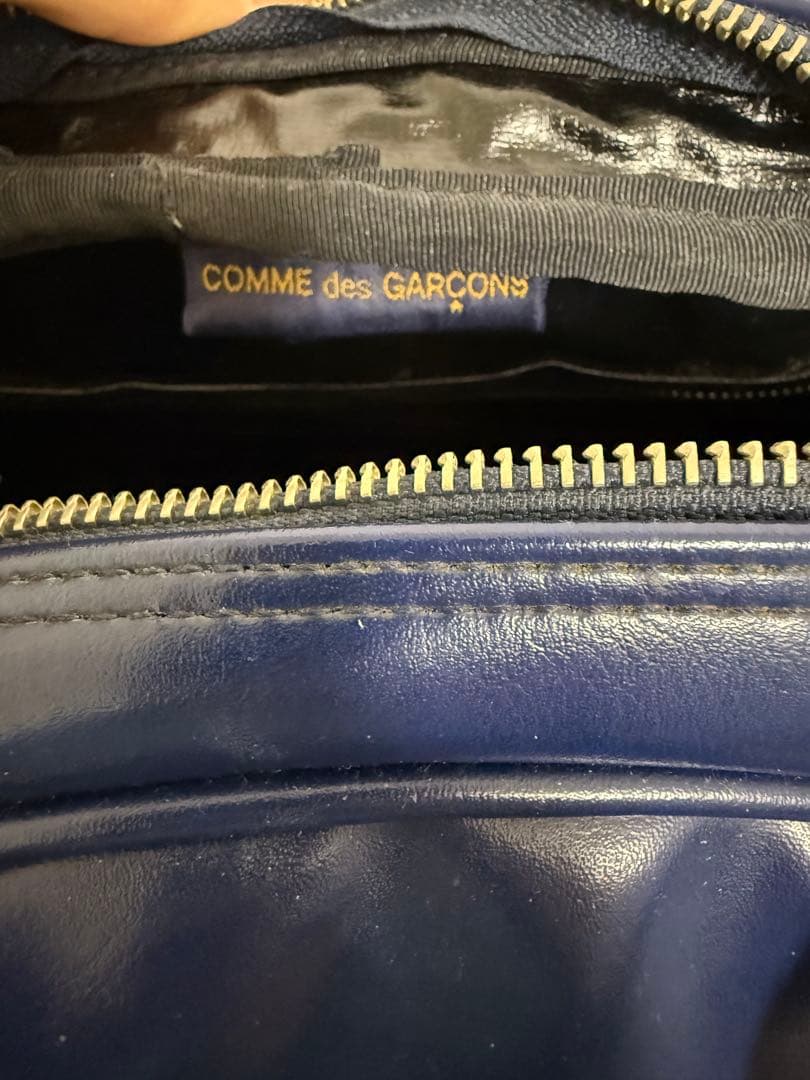 comme des garcons レザーボストンバッグ ネイビー