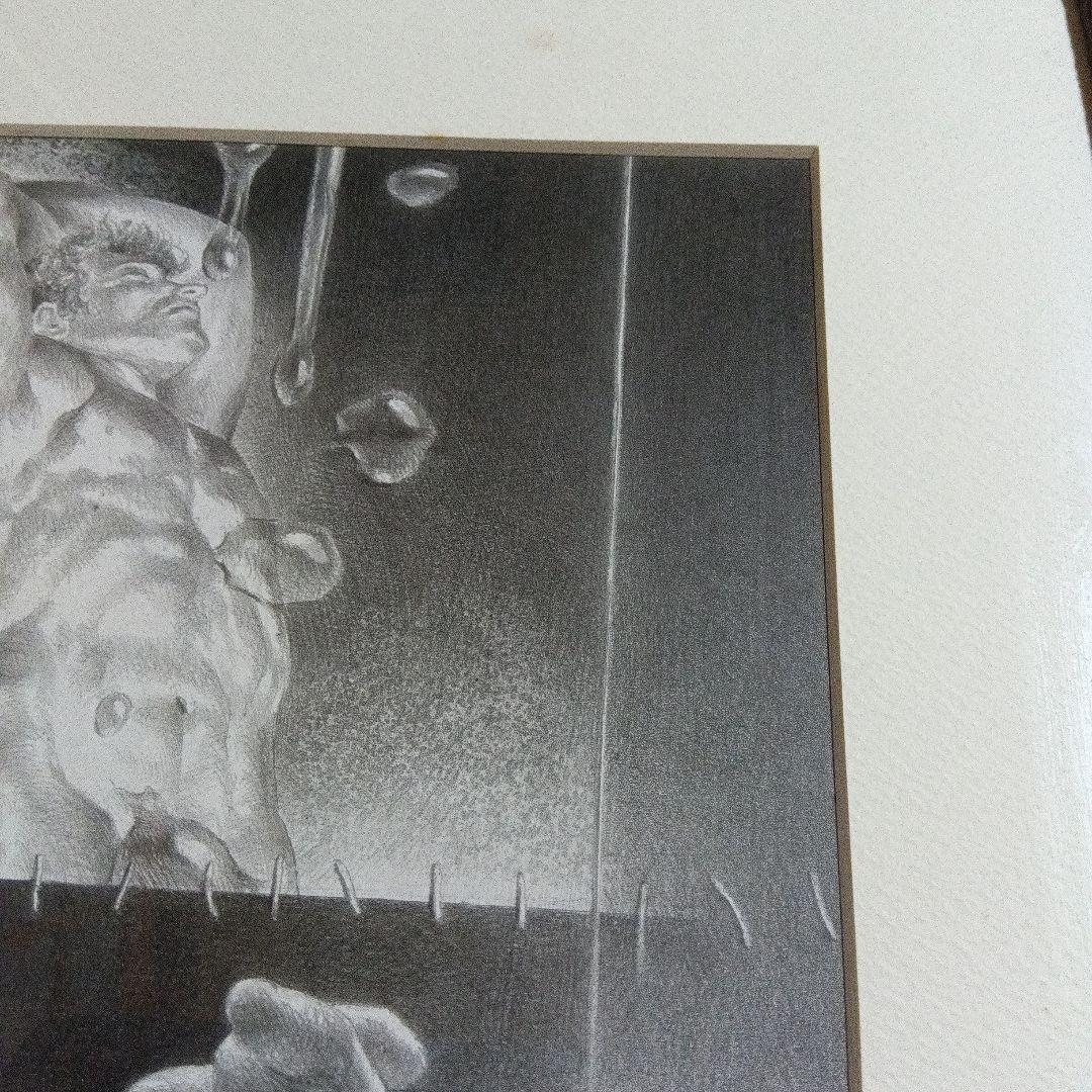 建石修志鉛筆画 直筆サイン署名原画デッサン