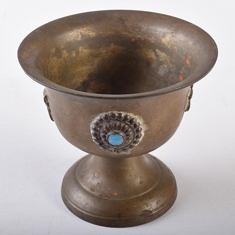 中国 古銅 鹿刻 玉石装飾 稀石嵌込 高足盃 杯 時代箱付 V R8138 - メルカリ