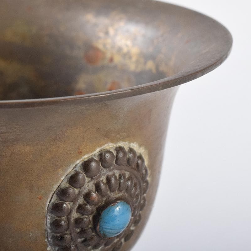 中国 古銅 鹿刻 玉石装飾 稀石嵌込 高足盃 杯 時代箱付 V R8138 - メルカリ