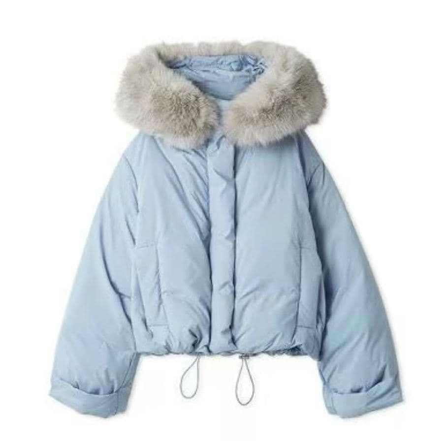 新品タグ付 西川フードファーショートダウン 水色 SNIDEL - メルカリ