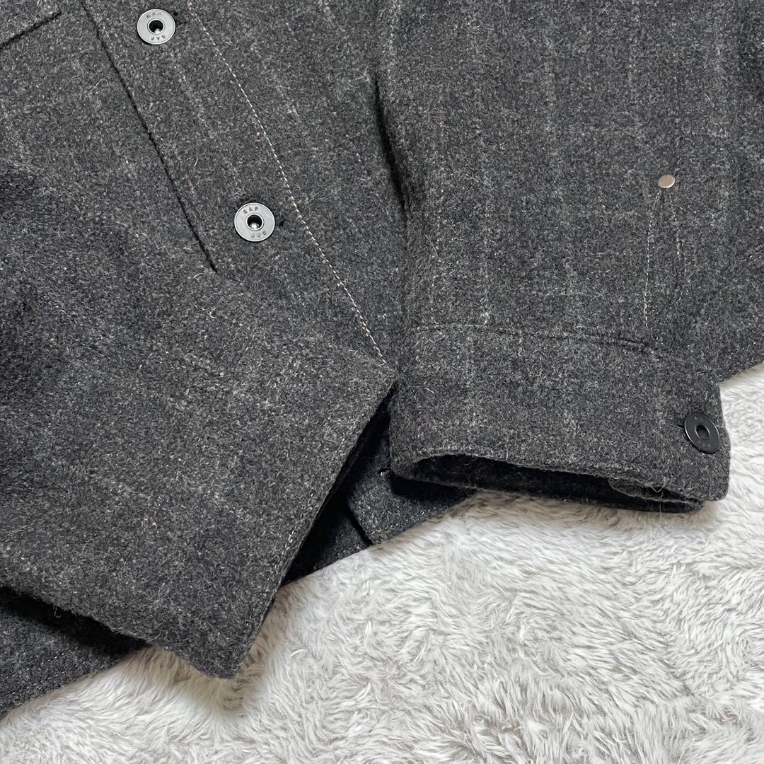 OLD GAP ウールジャケット 00s Y2K 短丈 襟ボア チェック XL